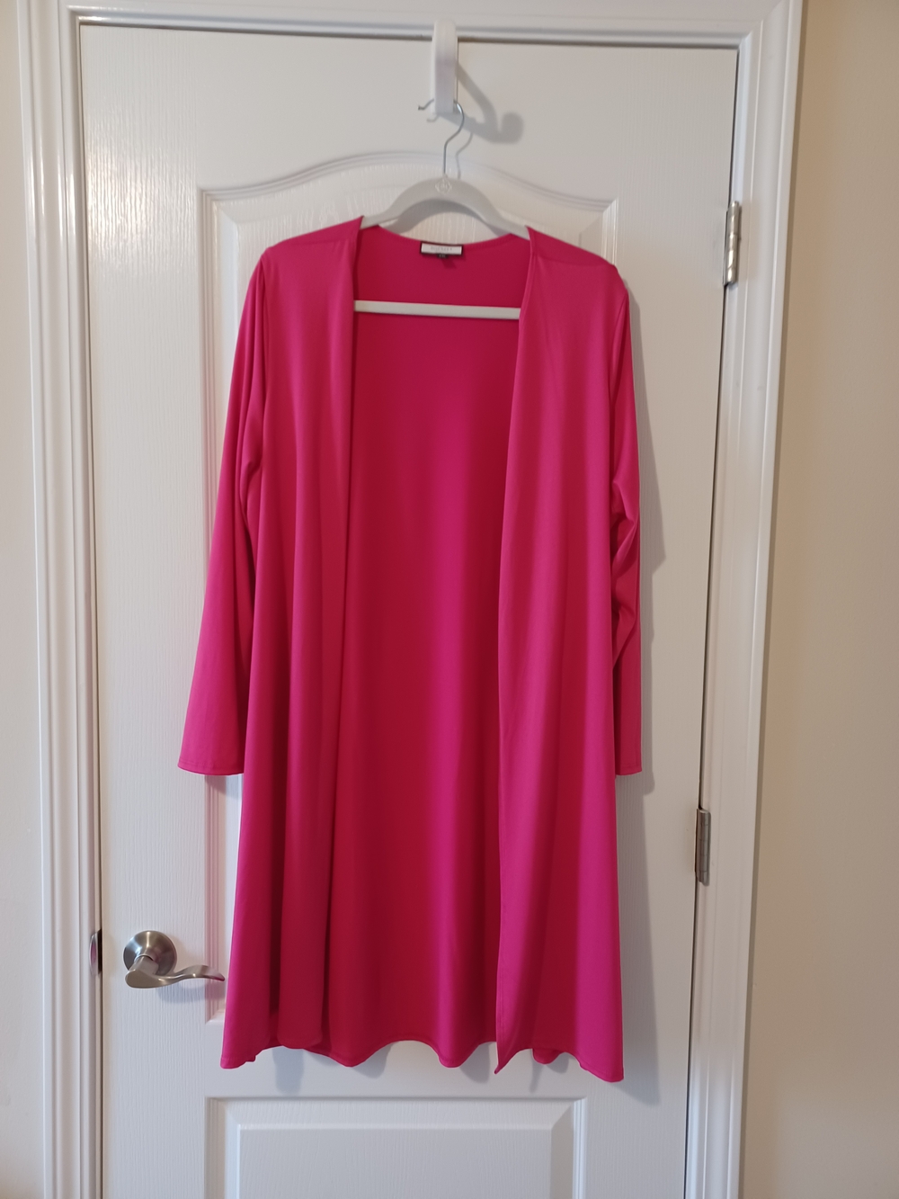 Discreet Hot Pink Open Front Long Cardigan